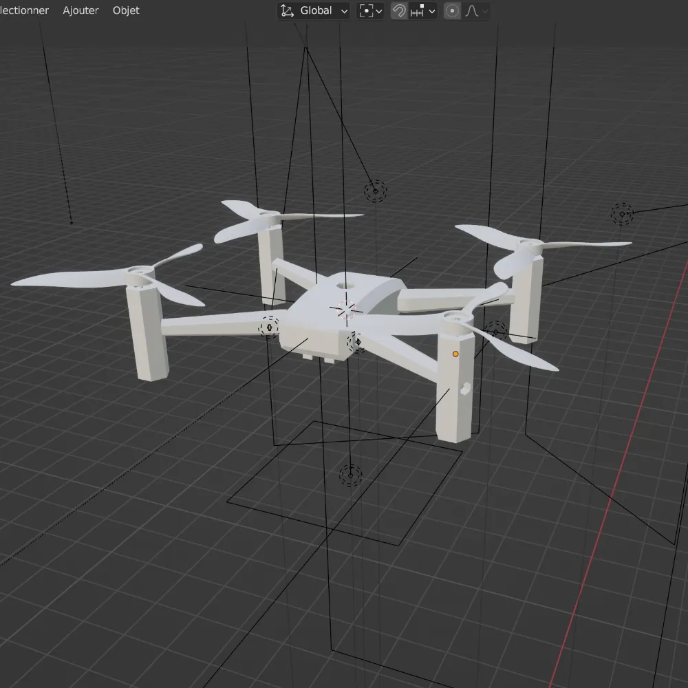 Vue en 3D d'un drone