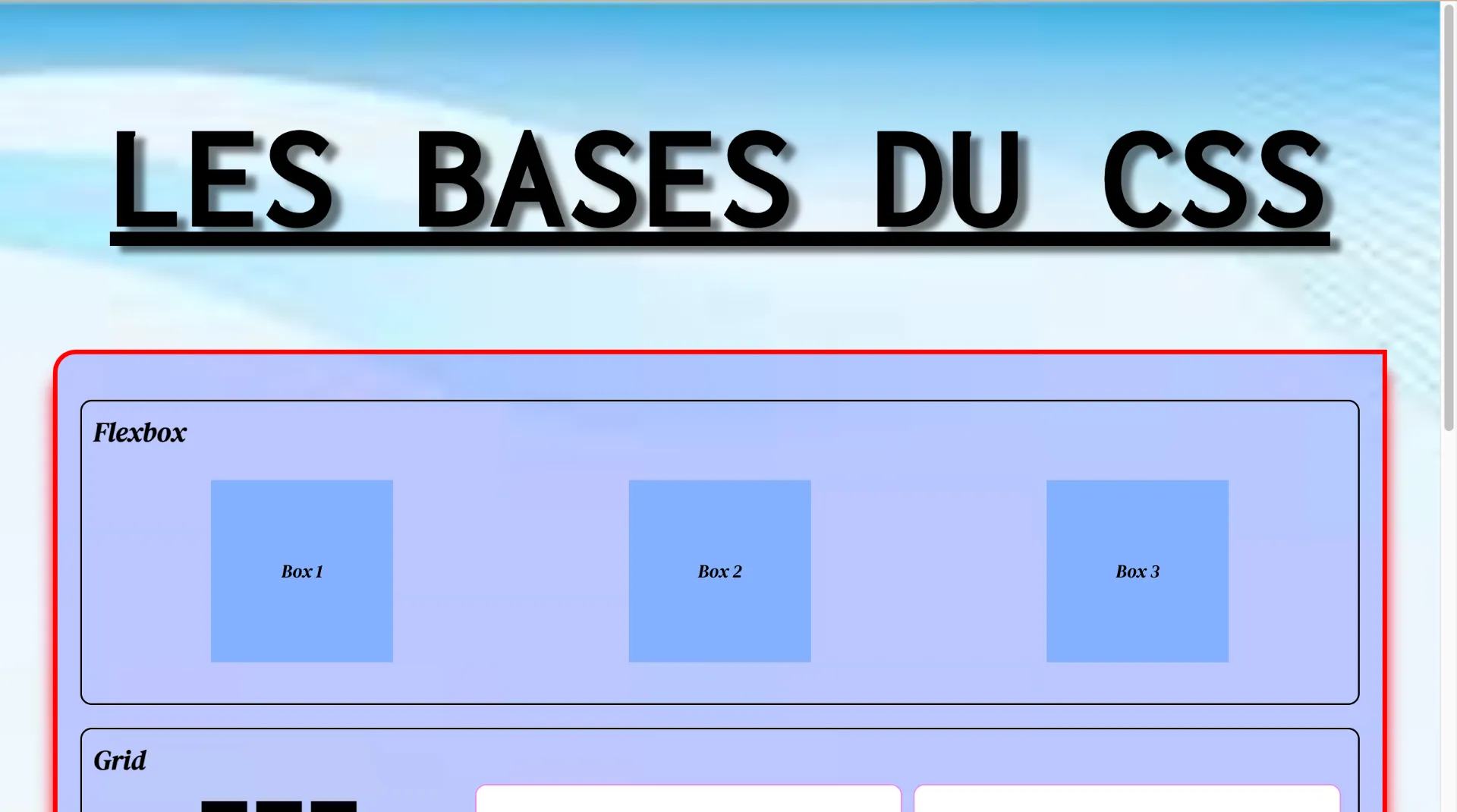 Page CSS de base
