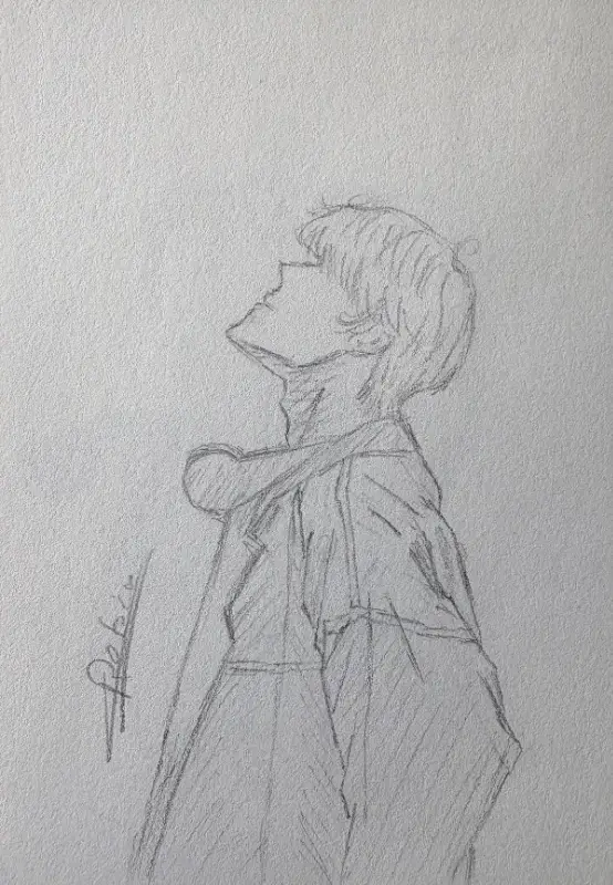 Personnage qui regarde vers le haut